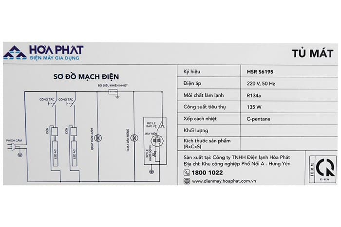 Tủ mát Hoà Phát 195 lít HSR S6195